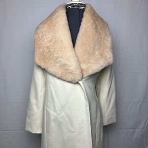 The Field Alpaca Wool Wrap Coat Shearling Collar Ivory Women’s M